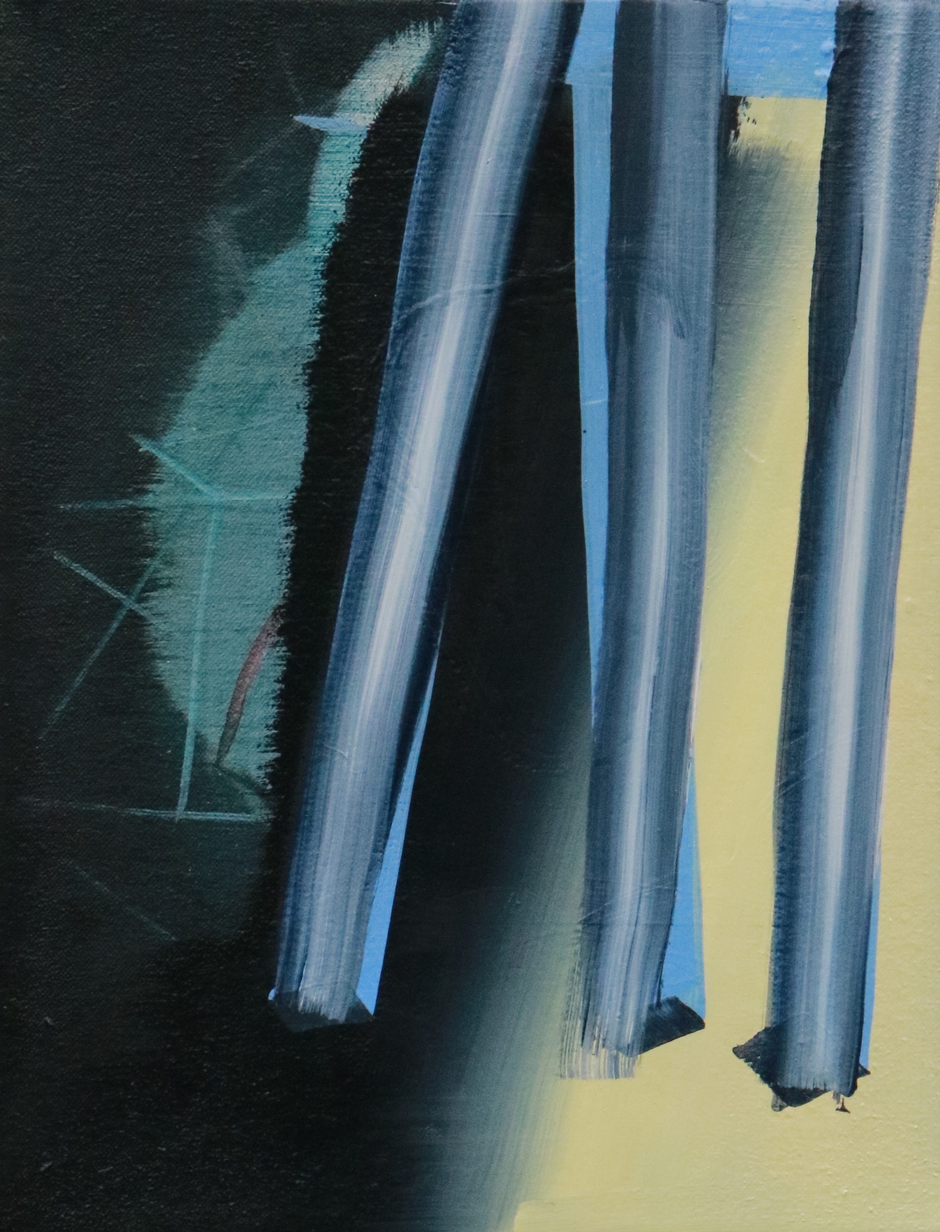 Emma Smith, Washing line and Trunks, Oil on canvas, 2015