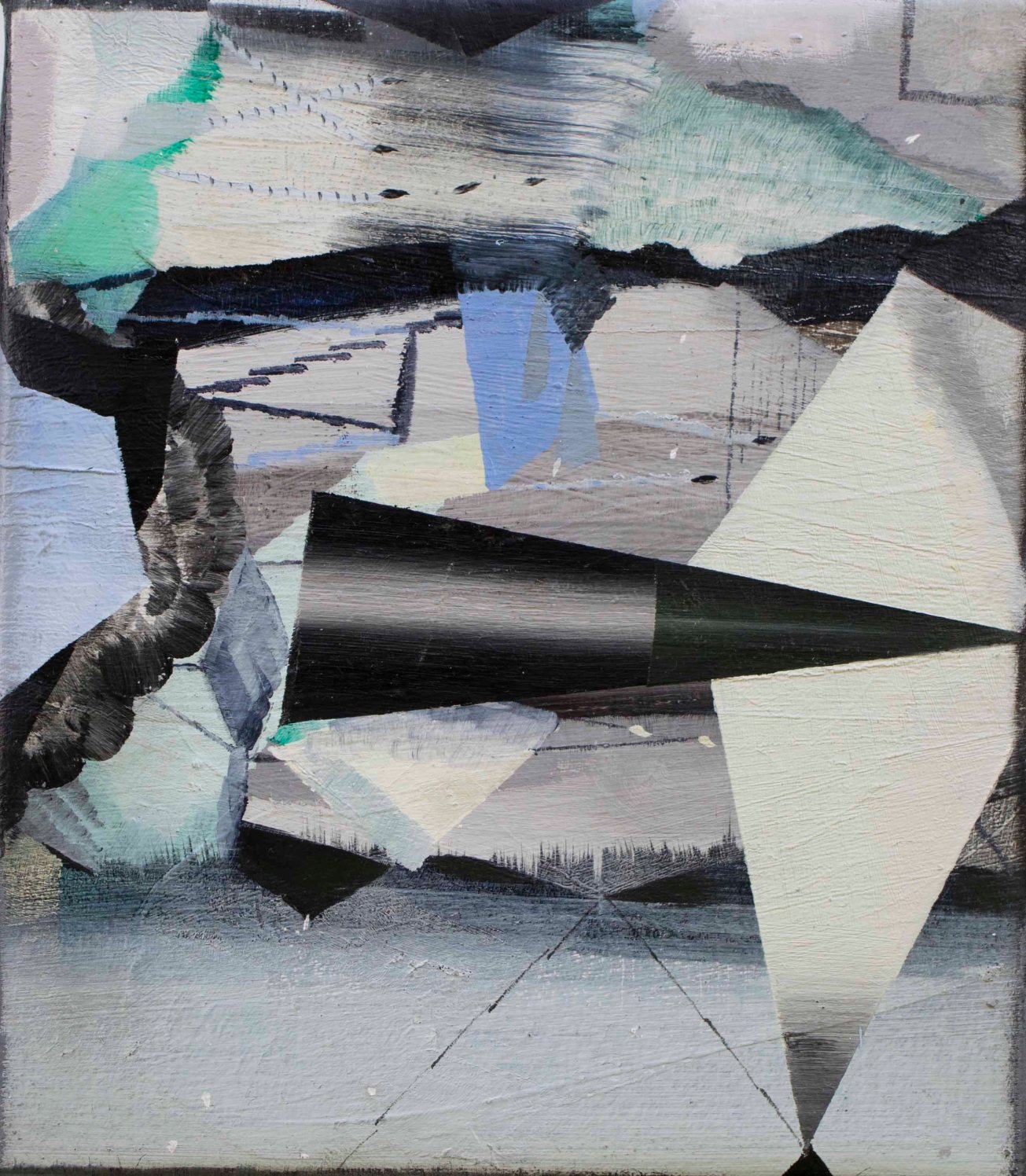 Emma Smith, As if through a crystal visor. 2220 x 190mm, Oil on canvas 2018